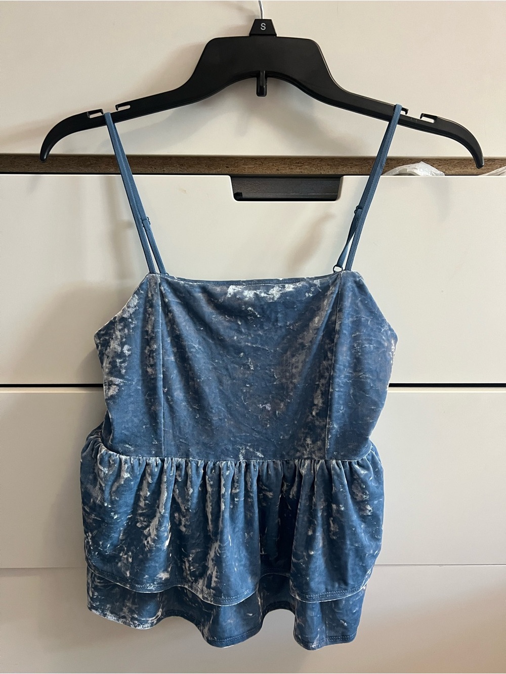 American Eagle Outfitters Blue Velvet Tie-Dye Peplum Cami